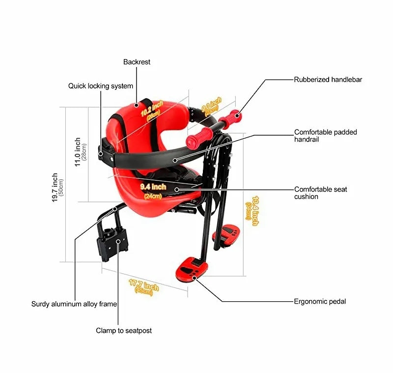 Silla frontal bicicleta con cinturón